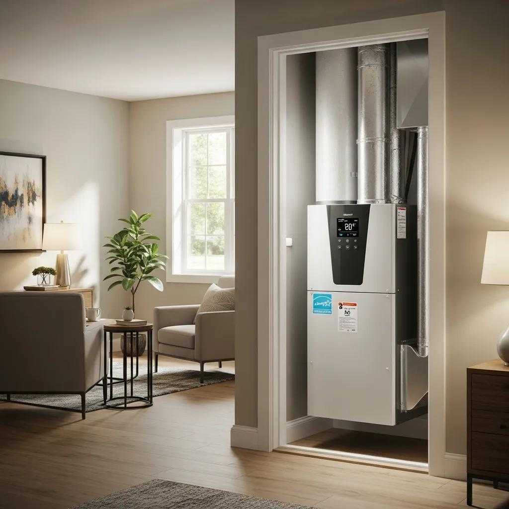 Modern energy-efficient HVAC system in a bright and comfortable living space
